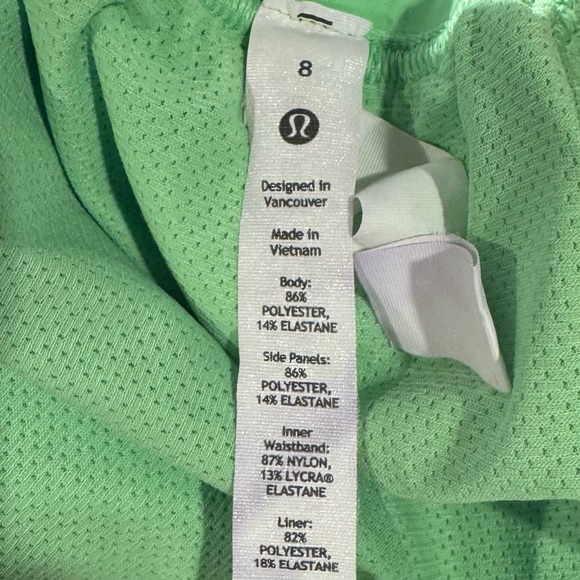 Lululemon Athletica Bright Green Lined Shorts - 8 - Picture 5 of 5